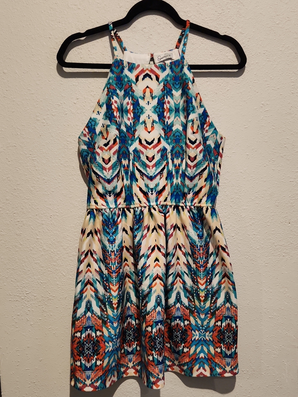 Speechless Aztec Tribal Print Skater Dress Sz L Halter